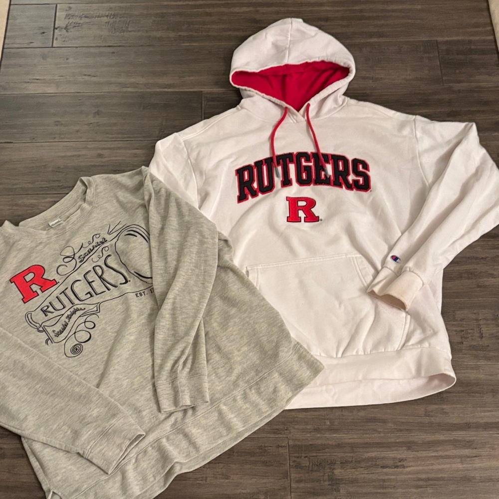 Champion White and Gray Rutgers Sweatshirts